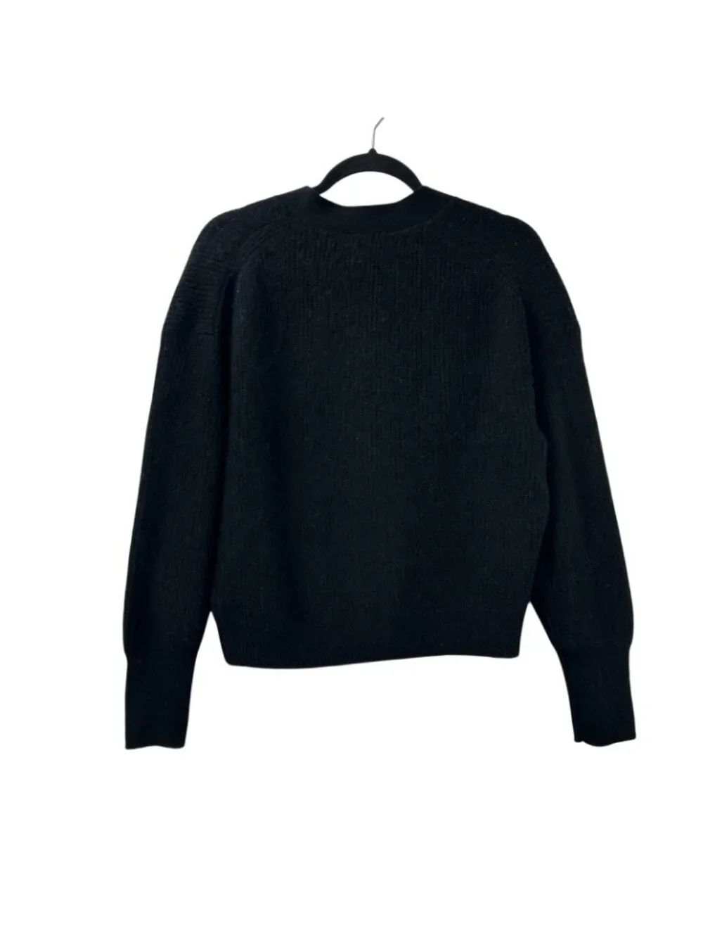 J Crew Women’s Medium Black Alpaca Wool Blend Cropped V-neck Cardigan Sweater - Picture 11 of 16